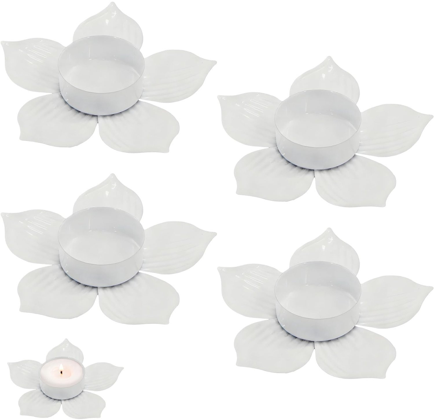 Set van 4 witte kaarsenhouders voor elegante decoratie