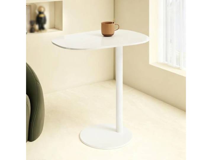 C-förmiger Metall-Beistelltisch, moderner Beistelltisch ovaler Tischplatte Großzügige ovale Ablagefläche, schlankes platzsparendes, robustes Ganzmetallgestell(White,50*35*50cm/19.7*13.8*19.7in)
