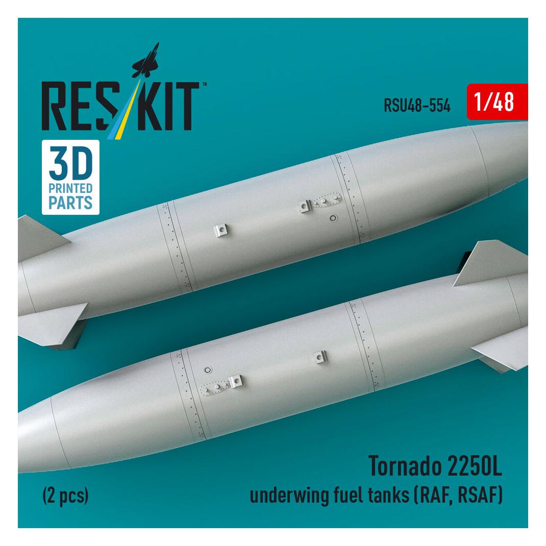 ResKit Tornado 2250L underwing fuel tanks (RAF, RSAF) (2 pcs) (3D Printed) (RSU48-0554)