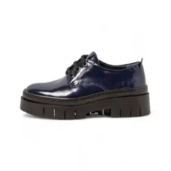 Art für Damen. 119521466003_0B0 Lederschuhe 1952 Amberes schwarz (38), Wohnung, 1 bis 3 cm, Schnürsenkel, Lässig, Marine