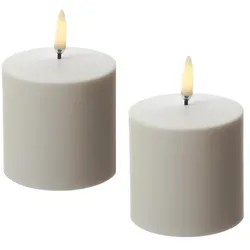 LED Kerzen 2er Set Uyuni wiederaufladbar 6,8x6,8cm Timer Außen Feier Tischdeko