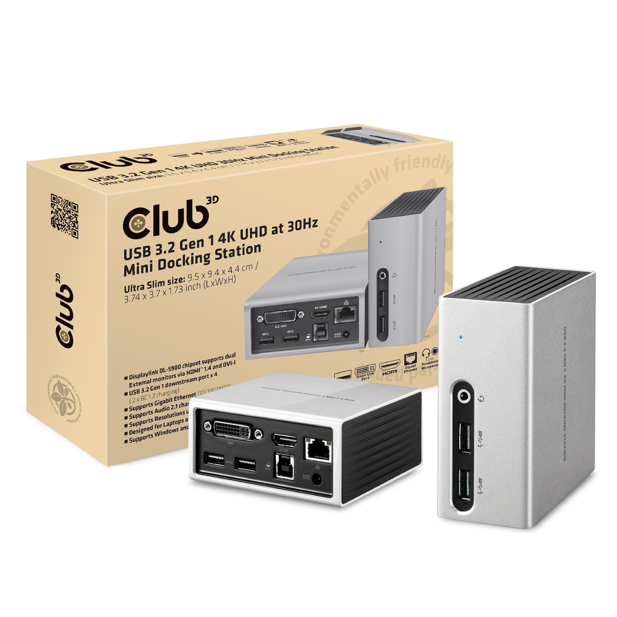 Club 3D USB 3.0 4K UHD Mini Docking Station CSV-3104D