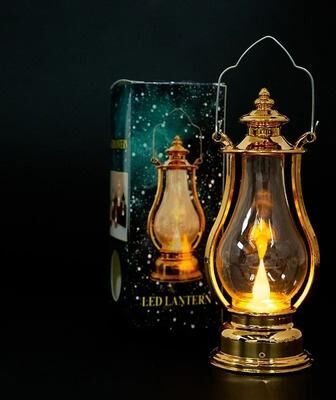 Uplifted Finds LED Retro Small Oil Lamp Portable Wind Light gold