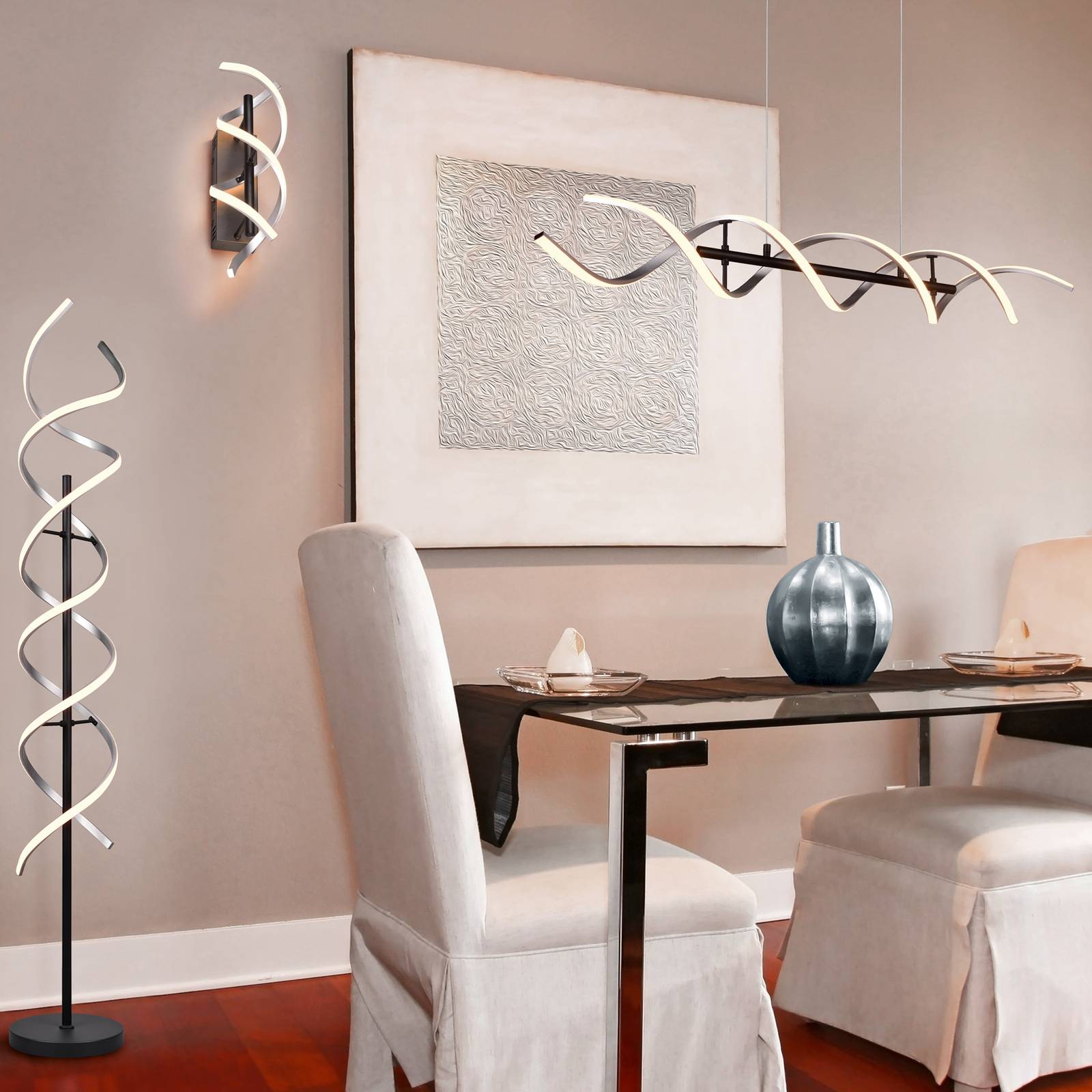 Trio Lighting Wandleuchte Sequence, dimmbar, alu / grau / zink, für Wohn- / Esszimmer, Aluminium, Modern