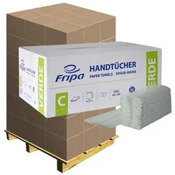 Papierhandtücher Fripa 3600 Blatt grün 25x33 cm Palette Palette mit 28 x 3600 Blatt, C-Falzung, 1-lagig