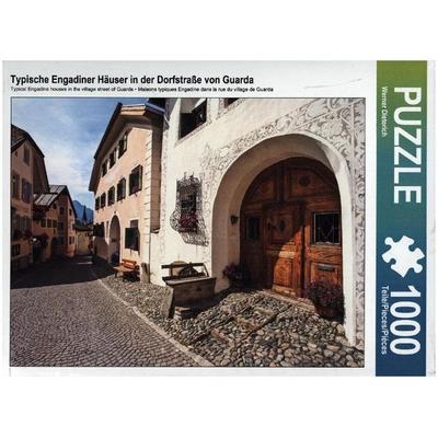 CALVENDO Puzzle Typische Engadiner Häuser in der Dorfstraße von Guarda | 1000 Teile Lege-Größe 64x48cm Foto-Puzzle für glückliche Stunden