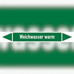 Rohrleitungskennzeichen Weichwasser warm - 100x15 mm Folie selbstklebend