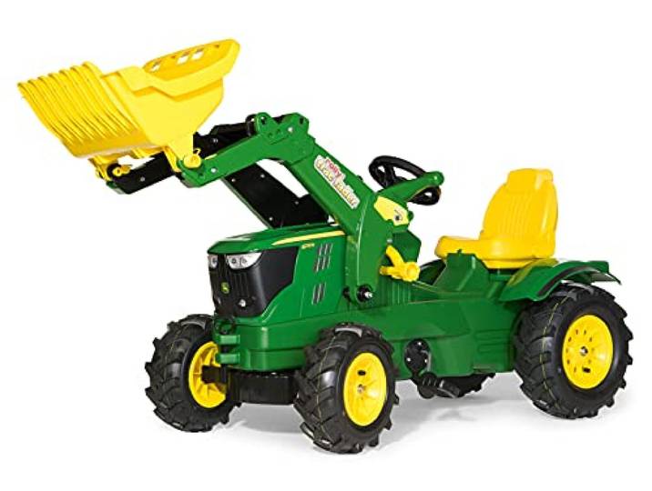 Rolly Toys rollyFarmtrac John Deere 6210R Trettraktor (für Kinder 3-8 Jahre, Luftbereifung, Frontlader, Sitz verstellbar) 611102, grün