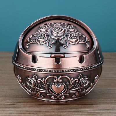 Aschenbecher Winddicht Vintage Deckel Ornament, Retro Zigarette Metall Dekorativ, Gadgets Zigaretten Tisch Outdoor Zigarre Indoor Aschenbecher