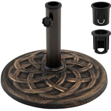 "Costway 20 lbs Patio Umbrella Base 17"" Round with Adapters for 1.5"" 1.9"" Outdoor Poles-Bronze"
