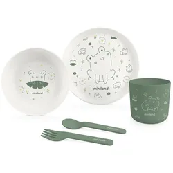 Miniland, Kindergeschirr + Kinderbesteck, Naturmeal Frog