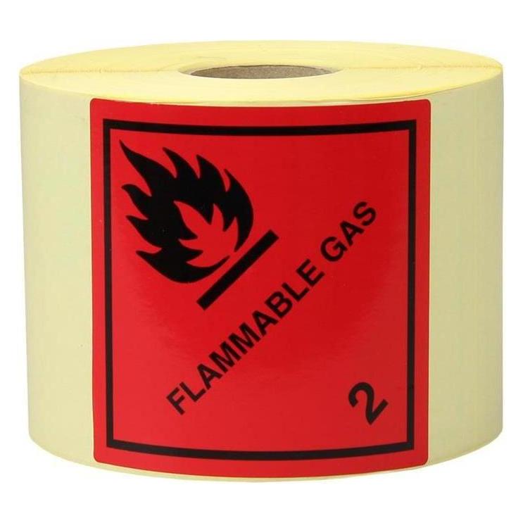 Transpak Etiketten Masse 100x100mm Papier Aufdruck Flammable Gas (8370033)