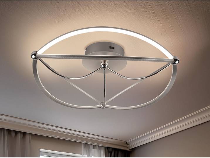 Große LED Deckenleuchte CHARIVARI Silber matt, Ø 62cm