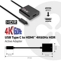 club3D CAC-2504 USB Adapter [1x USB 3.2 Gen 2 Stecker C (USB 3.1) - 1x HDMI-Buchse] Schwarz 0 mm