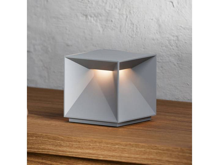 Sigor LED-Akku-Tischleuchte Nutalis, nebelgrau, IP54, dimmbar, alu / grau / zink, Aluminium, Modern