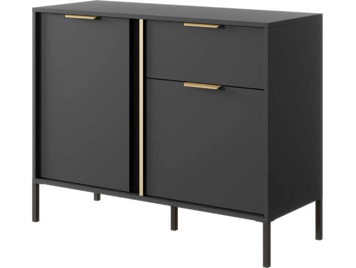 FURNLUX Sideboard Lars Black 103cm / Hauptfarbe: Schwarz / Abmessungen: 103 x 40 x 81 cm