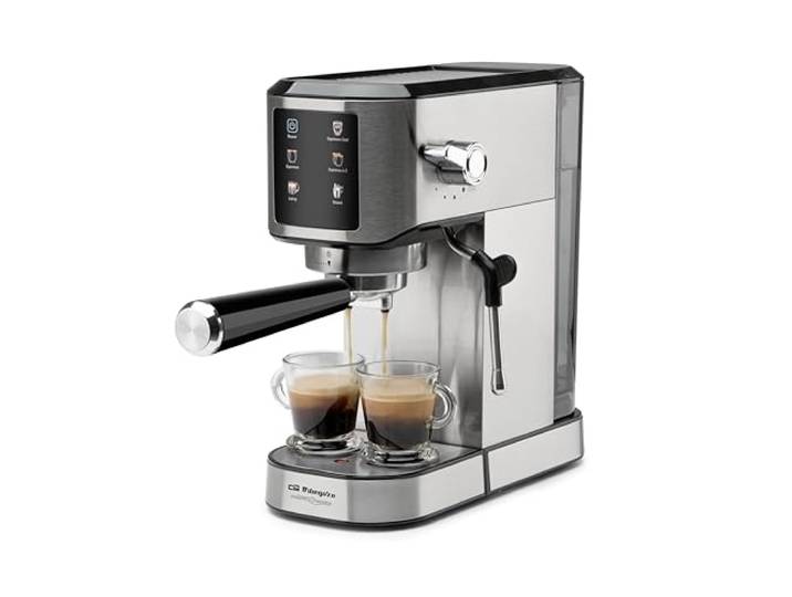 Orbegozo Cafetera Expreso EX 7000 1L 20 bares Panel táctil y vaporizador INOX