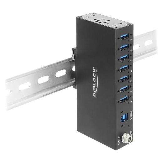 Delock Industrie Hub 7 x USB 5 Gbps Typ-A mit 8 kV ESD Schut (USB-A, 7 Ports) (60791)