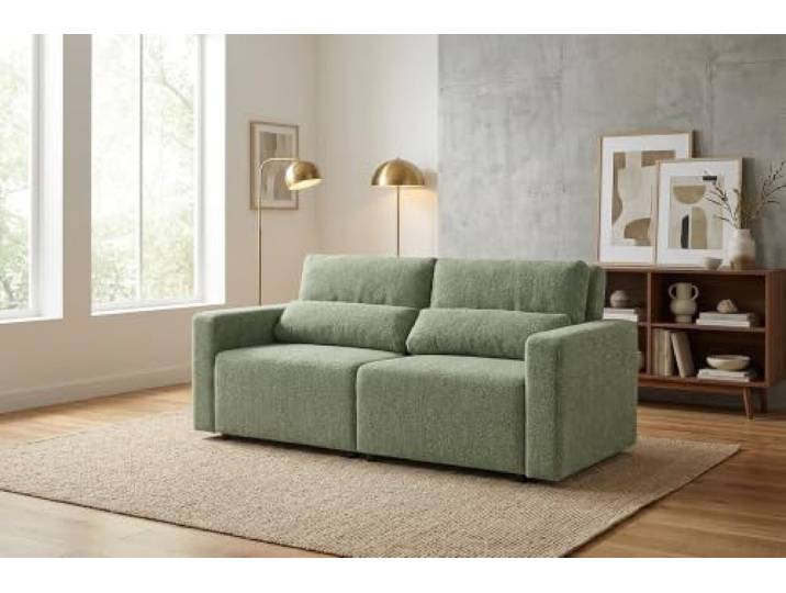 2-Sitzer-Sofa, ausziehbar, mit Stauraum, graphitfarben, Velours, Komo Family Möbel