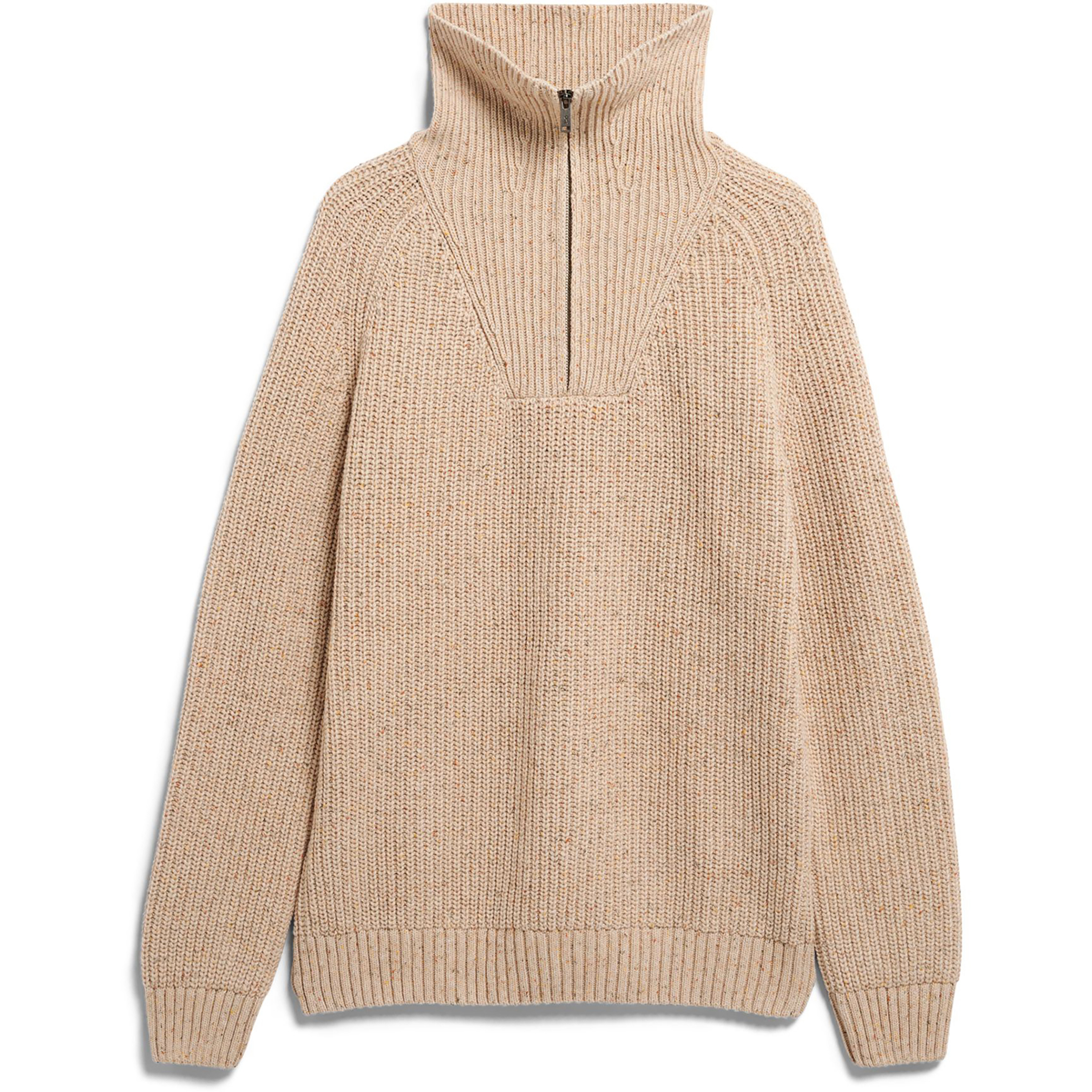 Armedangels Tweed Knit Troyer Herren Pullover beige Größe L Lifestyle Hautfreundlich