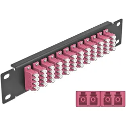 Delock 10? LWL Patchpanel 12 Port LC Quad violett 1 HE schwarz, Server Zubehör, Schwarz, Violett