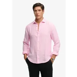 Superdry für Herren. M4011103A Riviera Leinenhemd rosa (M), Lässig, Klassisch, Langarm