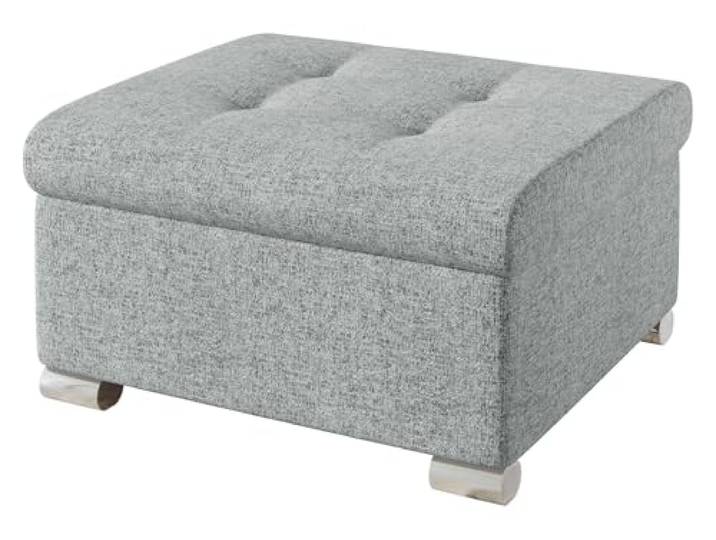 Mirjan24 Hocker Niko Klein mit gestepptem Sitz (Corbett 82) Kompakter quadratischer Sitzhocker in klassischer Form mit gesteppter Sitzfläche und verchromten Füßen