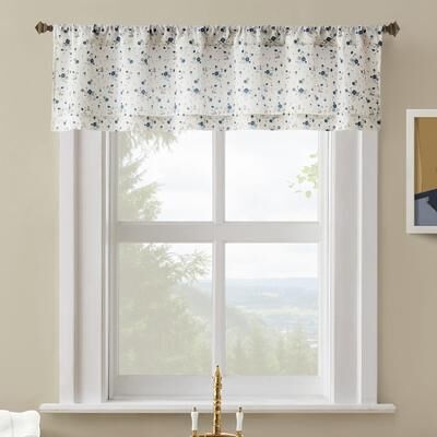 No. 918 Mirabelle Ditsy Floral Semi-Sheer Rod Pocket 1-Piece Kitchen Curtain Valance