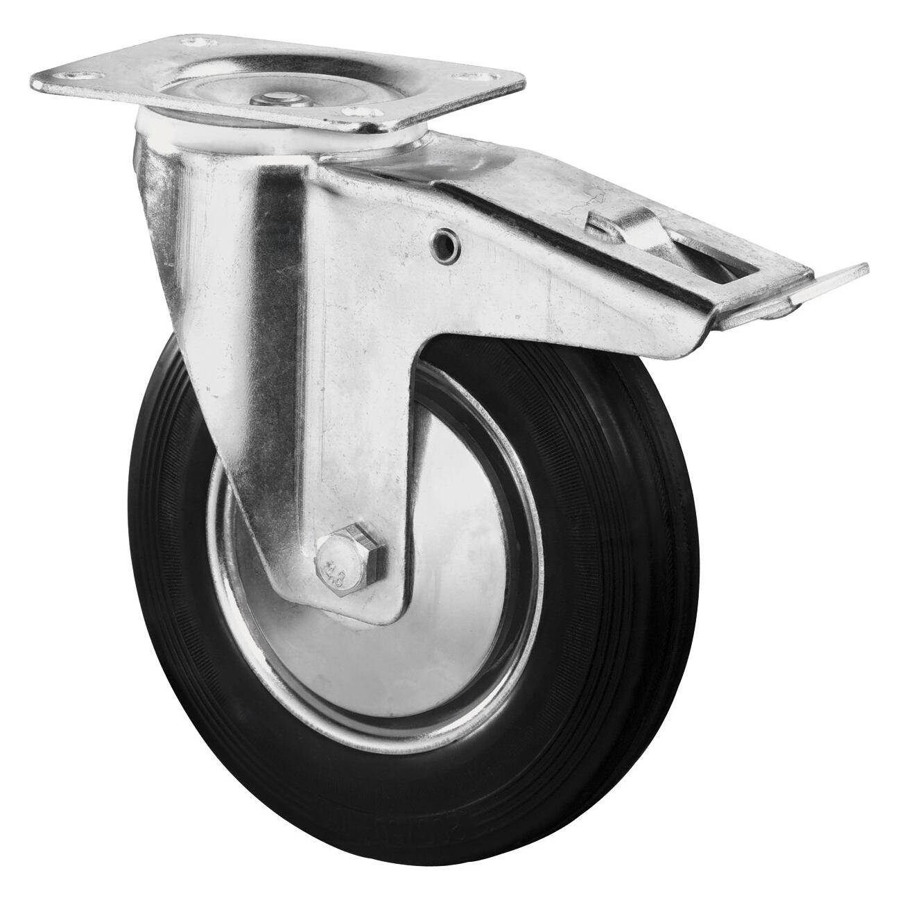 BS Rollen Transp.geräte-Lenkrolle, m.Totalfest.,Rad Ø 250mm, L420.B55, 300kg, sta verzinkt (228235)