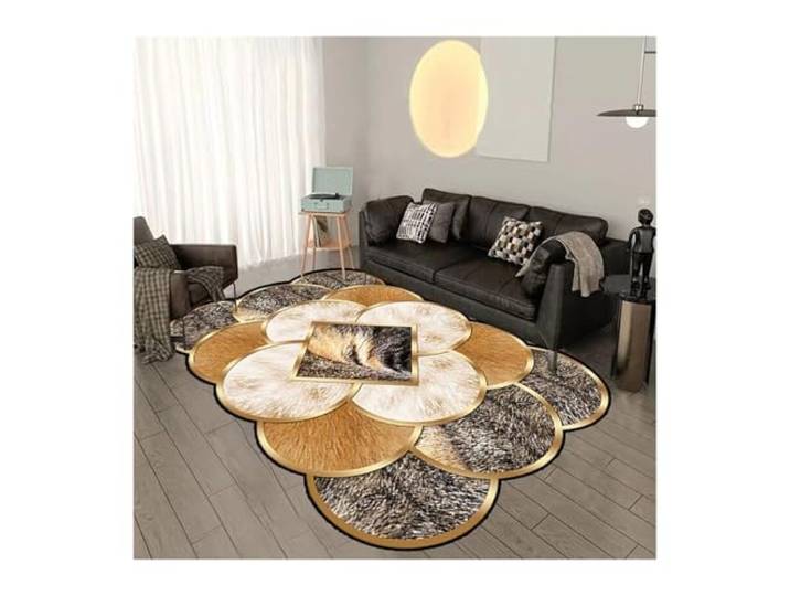 NJIEzhao Goldene unregelmäßige Teppichdekoration Heimteppiche For Wohnzimmer, waschbarer Schlafzimmerteppich, großflächige Sofa-Fußmatten(Color 4,180x250cm 71x98in)