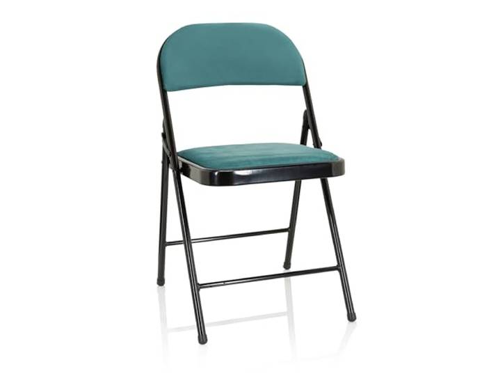 hjh OFFICE Klappstuhl TUDELA I, Metallgestell, Samt, Türkis Gepolstert, Besucherstuhl, Faltstuhl klappbar, Bis 130kg belastbar