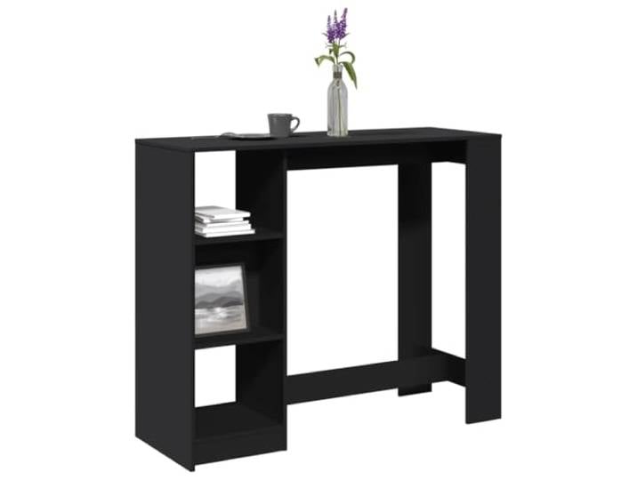 HEFZGDB Bartisch mit Regal Schwarz 124x46x103,5 cm Holzwerkstoff Hochtisch mit 4 Fächern Stauraum für Flaschen Wein Bücher Küchenutensilien Stehtisch Wohnzimmer Küche Essbereich