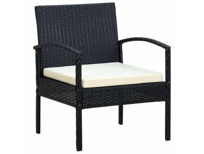 KUTYWEXFM Gartenstuhl Poly Rattan Gartensessel mit Sitzkissen Schwarz Gemütlicher Lounge Sessel für Balkon und Terrasse, stabiler Stahlrahmen, pflegeleichtes Geflecht und weiche Polsterung.