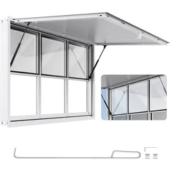VEVOR Imbissfenster (1524 x 915 mm Einbaumaß) mit Aluminiumrahmen, Imbissanhänger-Servierfenster mit 85°-Öffnungswinkel & 6 Schiebefenstern, Konzessionsfenster für Konzessionsstände Imbisswagen