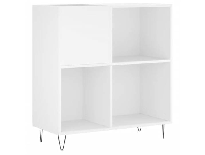 Plattenschrank Weiß 84,5x38x89 cm Holzwerkstoff Schallplatten Aufbewahrung,LP-Schrank,Vinylschrank mit Eisenbeinen,geräumiger Stauraum,robuste Oberplatte,Plattenspieler