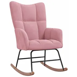 Décoshop26 - Gepolsterter bequemer Schaukelstuhl zum Stillen für das Wohnzimmer in rosa Samt DEC029071 DEC029071