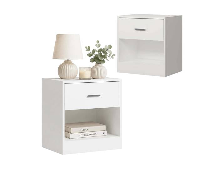 relaxdays relaxdays Nachttisch 39 x 41 cm, Weiss/Braun, 2er Set