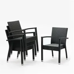 Gastronoble Bolero Rattan Stühle mit Armlehne | anthrazit | 12 Stühle