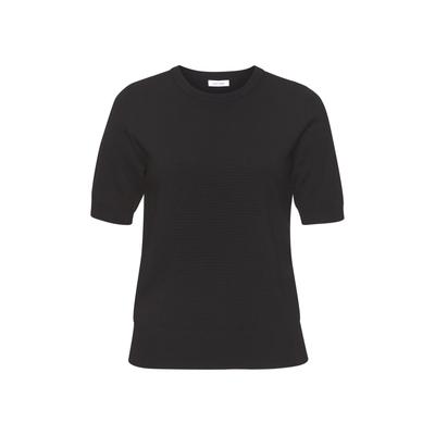 Kurzarmpullover LASCANA, Damen, Gr. 32/34, schwarz, Feinstrick, Obermaterial: 70% Viskose, 30% Polyamid, unifarben, Basic, figurumspielend hüftlang, Rundhals, Pullover, in Feinstrick-Qualität, T-Shirt Pullover, basic