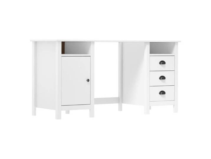 1pc Blanc Armoire Bureau d'étude - Magnifique Bureau Hill Blanc 150x50x74cm - Bois de pin solide CL2533816