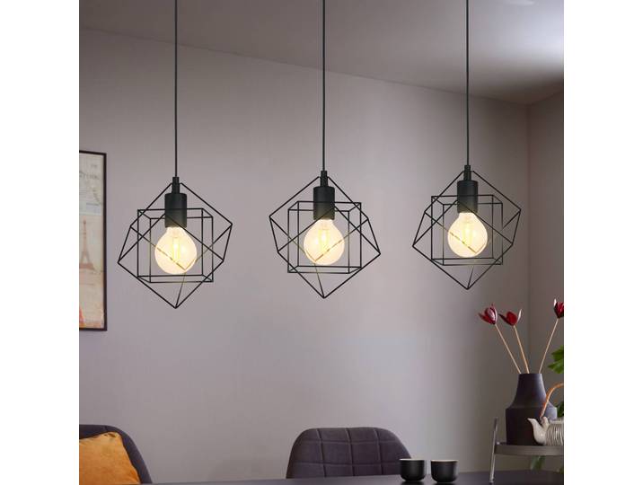 EGLO Hängeleuchte Straiton, dimmbar, schwarz, für Küche, Metall, Modern