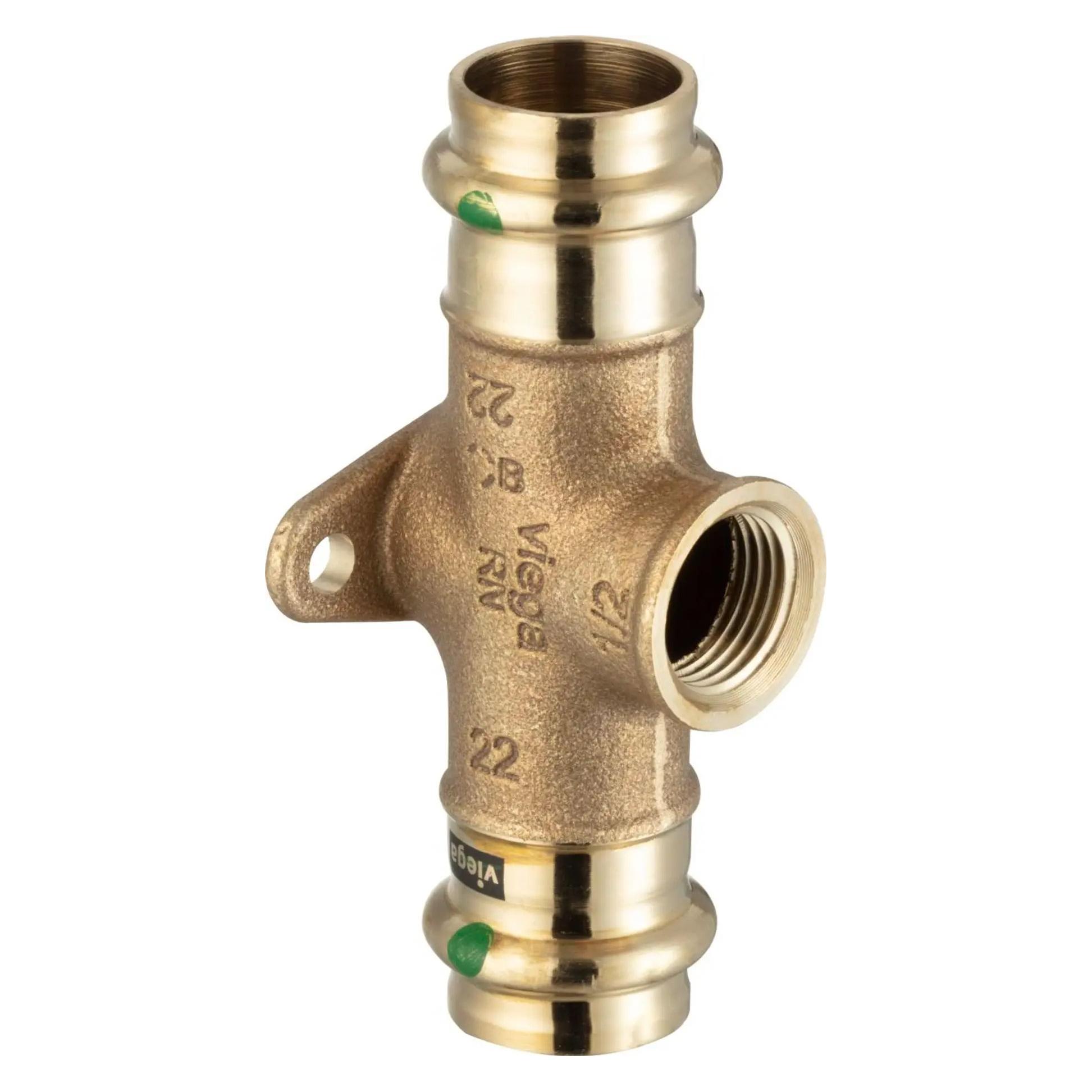 Viega Profipress Sanpress-Wandscheiben-T-Stück, d1 22, Rp 1/2, d2 22 Rotguss oder Siliziumbronze Modell (T-Verbindung) (625726)