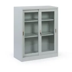 Metallregalschrank mit Glas Schiebetür Tür, zerlegt, 900 x 1150 x 400 mm