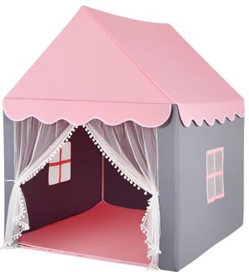 Kids Play Tent Playhouse Castle Fairy Tent with Mat and String Lights