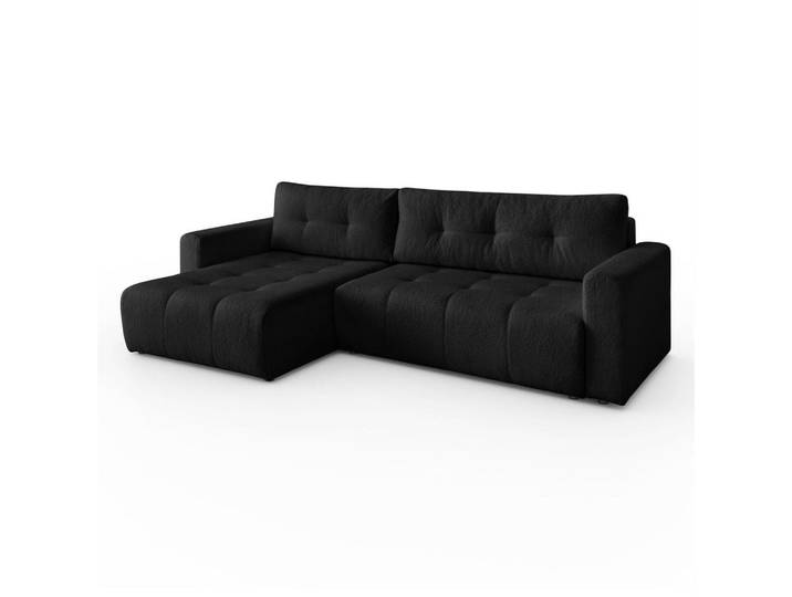 Kaiser Möbel Ecksofa Vienna Stil Bettkasten und Funktionalität Bouclé Schwarz Links, Holz, L-Form, Ottomane links, Ottomane rechts,L-Form, 261x143 cm, Wohnzimmer, Sofas & Couches, Wohnlandschaften, Ecksofas