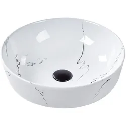 AUFSATZWASCHBECKEN Weißer Marmor 42 cm Keramik Hopi