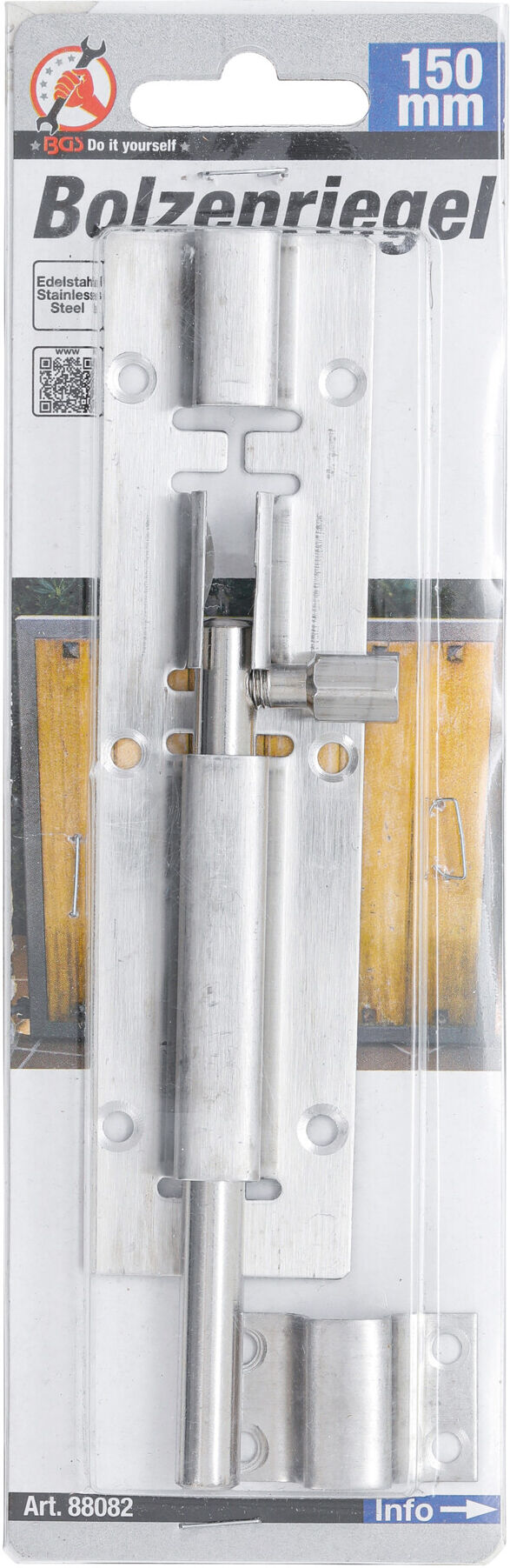 BGS Do it yourself Bolzenriegel 88082, Edelstahl, 150 mm)
