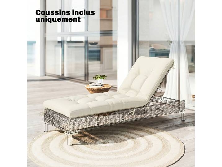 Outsunny Coussin Beige 198x65x13cm pour Palettes et Transats