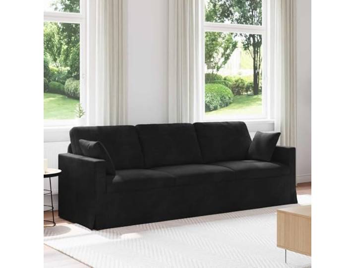 KFPOERTFGD Samt Sofa, Modulares Wohnzimmer Couch Set, Schwarz, 228x78x80 Eleganter Samtstoff, Robustes Metallgestell, Mit Holzarmlehnen