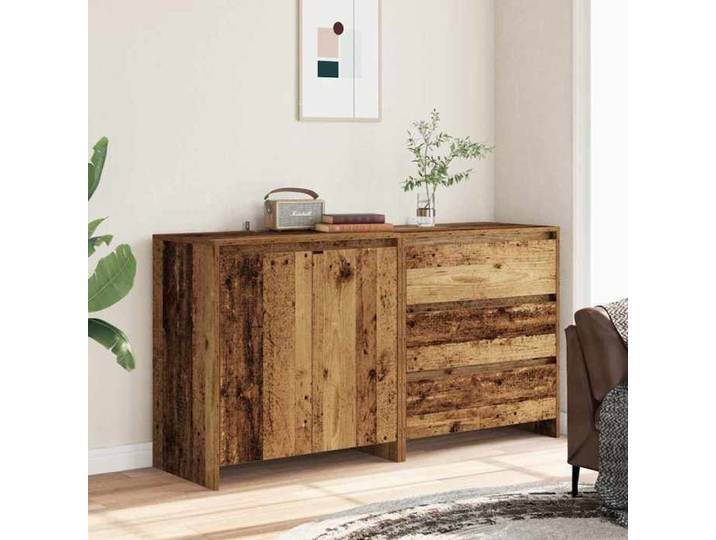 Lot de 2 buffets - - bois d'ingénierie - grand rangement 81ubs91v